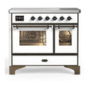 ILVE Majestic III 40-Inch Induction Range with 6 Induction Elements and Triple Glass Door Electric Oven in White with Burnished Trim (UMDIB40NR3WHB)