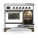 ILVE Majestic III 40-Inch Induction Range with 6 Induction Elements and Triple Glass Door Electric Oven in White with Burnished Trim (UMDIB40NR3WHB)