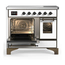 ILVE Majestic III 40-Inch Induction Range with 6 Induction Elements and Triple Glass Door Electric Oven in White with Burnished Trim (UMDIB40NR3WHB)