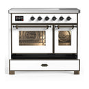 ILVE Majestic III 40-Inch Induction Range with 6 Induction Elements and Triple Glass Door Electric Oven in White with Burnished Trim (UMDIB40NR3WHB)