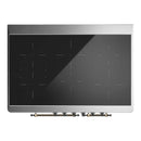 ILVE Majestic III 40-Inch Induction Range with 6 Induction Elements and Triple Glass Door Electric Oven in White with Burnished Trim (UMDIB40NR3WHB)