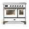 ILVE Majestic III 40-Inch Induction Range with 6 Induction Elements and Triple Glass Door Electric Oven in White with Burnished Trim (UMDIB40NR3WHB)