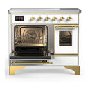 ILVE Majestic III 40-Inch Induction Range with 6 Induction Elements and Triple Glass Door Electric Oven in White with Brass Trim (UMDIB40NR3WHG)