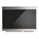 ILVE Majestic III 40-Inch Induction Range with 6 Induction Elements and Triple Glass Door Electric Oven in White with Brass Trim (UMDIB40NR3WHG)