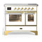ILVE Majestic III 40-Inch Induction Range with 6 Induction Elements and Triple Glass Door Electric Oven in White with Brass Trim (UMDIB40NR3WHG)