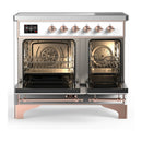 ILVE Majestic III 40-Inch Induction Range with 6 Induction Elements and Triple Glass Door Electric Oven in White with Copper Trim (UMDIB40NR3WHP)