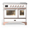 ILVE Majestic III 40-Inch Induction Range with 6 Induction Elements and Triple Glass Door Electric Oven in White with Copper Trim (UMDIB40NR3WHP)