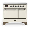 ILVE Majestic III 40-Inch Induction Range with 6 Induction Elements and Solid Door Electric Oven in Antique White with Burnished Trim (UMDIB40QNR3AWB)
