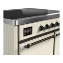 ILVE Majestic III 40-Inch Induction Range with 6 Induction Elements and Solid Door Electric Oven in Antique White with Burnished Trim (UMDIB40QNR3AWB)