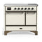 ILVE Majestic III 40-Inch Induction Range with 6 Induction Elements and Solid Door Electric Oven in Antique White with Burnished Trim (UMDIB40QNR3AWB)