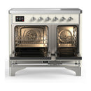 ILVE Majestic III 40-Inch Induction Range with 6 Induction Elements and Solid Door Electric Oven in Antique White with Chrome Trim (UMDIB40QNR3AWC)