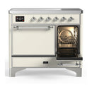 ILVE Majestic III 40-Inch Induction Range with 6 Induction Elements and Solid Door Electric Oven in Antique White with Chrome Trim (UMDIB40QNR3AWC)