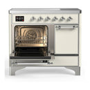 ILVE Majestic III 40-Inch Induction Range with 6 Induction Elements and Solid Door Electric Oven in Antique White with Chrome Trim (UMDIB40QNR3AWC)