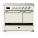 ILVE Majestic III 40-Inch Induction Range with 6 Induction Elements and Solid Door Electric Oven in Antique White with Chrome Trim (UMDIB40QNR3AWC)