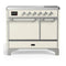 ILVE Majestic III 40-Inch Induction Range with 6 Induction Elements and Solid Door Electric Oven in Antique White with Chrome Trim (UMDIB40QNR3AWC)