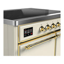ILVE Majestic III 40-Inch Induction Range with 6 Induction Elements and Solid Door Electric Oven in Antique White with Brass Trim (UMDIB40QNR3AWG)