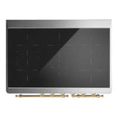 ILVE Majestic III 40-Inch Induction Range with 6 Induction Elements and Solid Door Electric Oven in Antique White with Brass Trim (UMDIB40QNR3AWG)