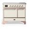 ILVE Majestic III 40-Inch Induction Range with 6 Induction Elements and Solid Door Electric Oven in Antique White with Copper Trim (UMDIB40QNR3AWP)