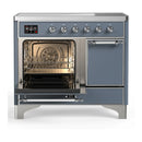 ILVE Majestic III 40-Inch Induction Range with 6 Induction Elements and Solid Door Electric Oven in Blue Grey with Chrome Trim (UMDIB40QNR3BGC)