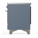 ILVE Majestic III 40-Inch Induction Range with 6 Induction Elements and Solid Door Electric Oven in Blue Grey with Chrome Trim (UMDIB40QNR3BGC)