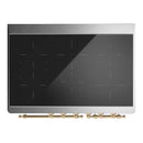 ILVE Majestic III 40-Inch Induction Range with 6 Induction Elements and Solid Door Electric Oven in Blue Grey with Brass Trim (UMDIB40QNR3BGG)