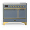 ILVE Majestic III 40-Inch Induction Range with 6 Induction Elements and Solid Door Electric Oven in Blue Grey with Brass Trim (UMDIB40QNR3BGG)