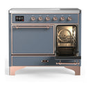 ILVE Majestic III 40-Inch Induction Range with 6 Induction Elements and Solid Door Electric Oven in Blue Grey with Copper Trim (UMDIB40QNR3BGP)
