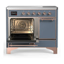 ILVE Majestic III 40-Inch Induction Range with 6 Induction Elements and Solid Door Electric Oven in Blue Grey with Copper Trim (UMDIB40QNR3BGP)