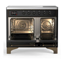 ILVE Majestic III 40-Inch Induction Range with 6 Induction Elements and Solid Door Electric Oven in Glossy Black with Burnished Trim (UMDIB40QNR3BKB)