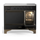 ILVE Majestic III 40-Inch Induction Range with 6 Induction Elements and Solid Door Electric Oven in Glossy Black with Burnished Trim (UMDIB40QNR3BKB)