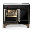 ILVE Majestic III 40-Inch Induction Range with 6 Induction Elements and Solid Door Electric Oven in Glossy Black with Burnished Trim (UMDIB40QNR3BKB)