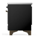 ILVE Majestic III 40-Inch Induction Range with 6 Induction Elements and Solid Door Electric Oven in Glossy Black with Burnished Trim (UMDIB40QNR3BKB)