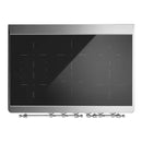 ILVE Majestic III 40-Inch Induction Range with 6 Induction Elements and Solid Door Electric Oven in Glossy Black with Chrome Trim (UMDIB40QNR3BKC)