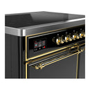 ILVE Majestic III 40-Inch Induction Range with 6 Induction Elements and Solid Door Electric Oven in Glossy Black with Brass Trim (UMDIB40QNR3BKG)