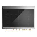 ILVE Majestic III 40-Inch Induction Range with 6 Induction Elements and Solid Door Electric Oven in Glossy Black with Brass Trim (UMDIB40QNR3BKG)