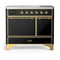 ILVE Majestic III 40-Inch Induction Range with 6 Induction Elements and Solid Door Electric Oven in Glossy Black with Brass Trim (UMDIB40QNR3BKG)