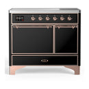 ILVE Majestic III 40-Inch Induction Range with 6 Induction Elements and Solid Door Electric Oven in Glossy Black with Copper Trim (UMDIB40QNR3BKP)