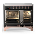 ILVE Majestic III 40-Inch Induction Range with 6 Induction Elements and Solid Door Electric Oven in Glossy Black with Copper Trim (UMDIB40QNR3BKP)