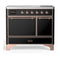 ILVE Majestic III 40-Inch Induction Range with 6 Induction Elements and Solid Door Electric Oven in Glossy Black with Copper Trim (UMDIB40QNR3BKP)