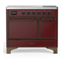 ILVE Majestic III 40-Inch Induction Range with 6 Induction Elements and Solid Door Electric Oven in Burgundy with Burnished Trim (UMDIB40QNR3BUB)