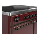 ILVE Majestic III 40-Inch Induction Range with 6 Induction Elements and Solid Door Electric Oven in Burgundy with Burnished Trim (UMDIB40QNR3BUB)