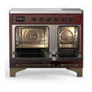 ILVE Majestic III 40-Inch Induction Range with 6 Induction Elements and Solid Door Electric Oven in Burgundy with Burnished Trim (UMDIB40QNR3BUB)