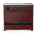 ILVE Majestic III 40-Inch Induction Range with 6 Induction Elements and Solid Door Electric Oven in Burgundy with Burnished Trim (UMDIB40QNR3BUB)