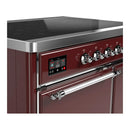 ILVE Majestic III 40-Inch Induction Range with 6 Induction Elements and Solid Door Electric Oven in Burgundy with Chrome Trim (UMDIB40QNR3BUC)