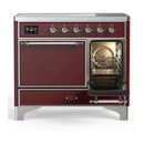 ILVE Majestic III 40-Inch Induction Range with 6 Induction Elements and Solid Door Electric Oven in Burgundy with Chrome Trim (UMDIB40QNR3BUC)