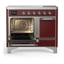 ILVE Majestic III 40-Inch Induction Range with 6 Induction Elements and Solid Door Electric Oven in Burgundy with Chrome Trim (UMDIB40QNR3BUC)