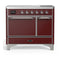 ILVE Majestic III 40-Inch Induction Range with 6 Induction Elements and Solid Door Electric Oven in Burgundy with Chrome Trim (UMDIB40QNR3BUC)