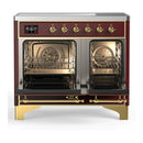 ILVE Majestic III 40-Inch Induction Range with 6 Induction Elements and Solid Door Electric Oven in Burgundy with Brass Trim (UMDIB40QNR3BUG)