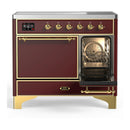 ILVE Majestic III 40-Inch Induction Range with 6 Induction Elements and Solid Door Electric Oven in Burgundy with Brass Trim (UMDIB40QNR3BUG)
