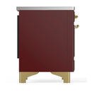 ILVE Majestic III 40-Inch Induction Range with 6 Induction Elements and Solid Door Electric Oven in Burgundy with Brass Trim (UMDIB40QNR3BUG)